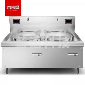 喜莱盛 XLS-5010A 商用电磁炉双头电磁大锅灶 酒店学校食堂大功率30KW电磁灶台配1米锅猛火爆炒