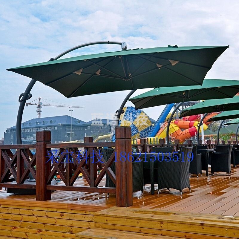 采之采3米 紫叶（ziye）户外遮阳伞 庭院太阳伞室外罗马伞花园伞大伞 别墅方形岗亭伞 卡其色 大弯伞3.5米方【赠伞套配160KG水箱】 防护太 防护太