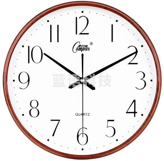 康巴丝（Compas）挂钟15英寸38cm简约创意钟表客厅时钟卧室石英钟表挂墙C3076 咖木