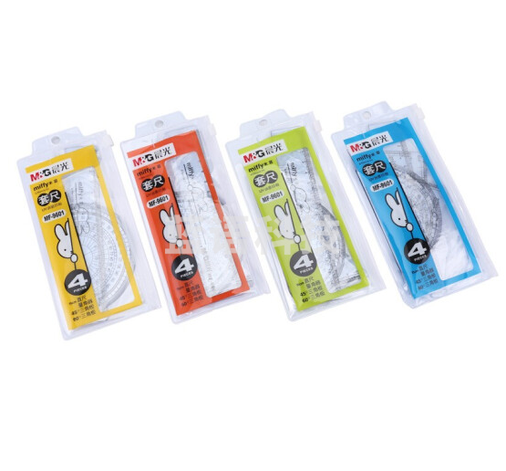 晨光MF9601 米菲经典系列量尺透明尺四件套 颜色随机