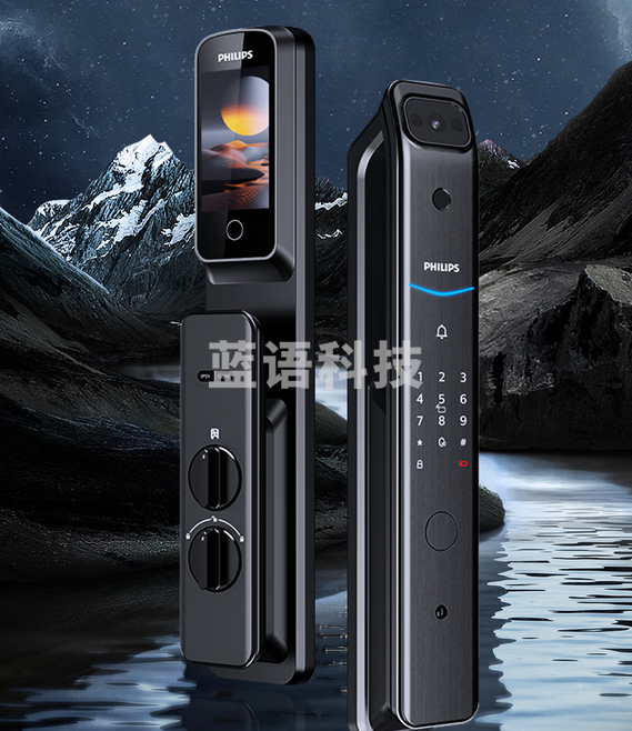 飞利浦（PHILIPS）708V指纹锁家用防盗门电子锁感应锁全自动猫眼可视智能锁 曜石黑