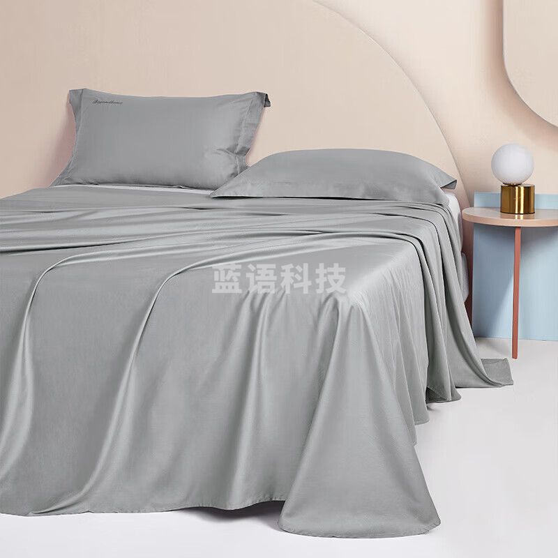 博洋（BEYOND）博洋家纺长绒棉床单印花被单加大床罩单件套简约浅灰230*230cm