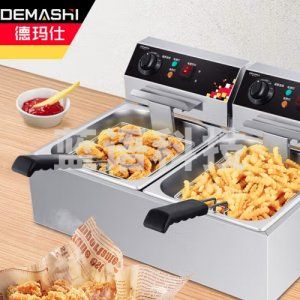 德玛仕 DEMASHI L-102A-S 电炸炉 电炸锅 商用 双缸 油炸锅 家用炸鸡薯条油条电油炸炉 304不锈钢油缸 