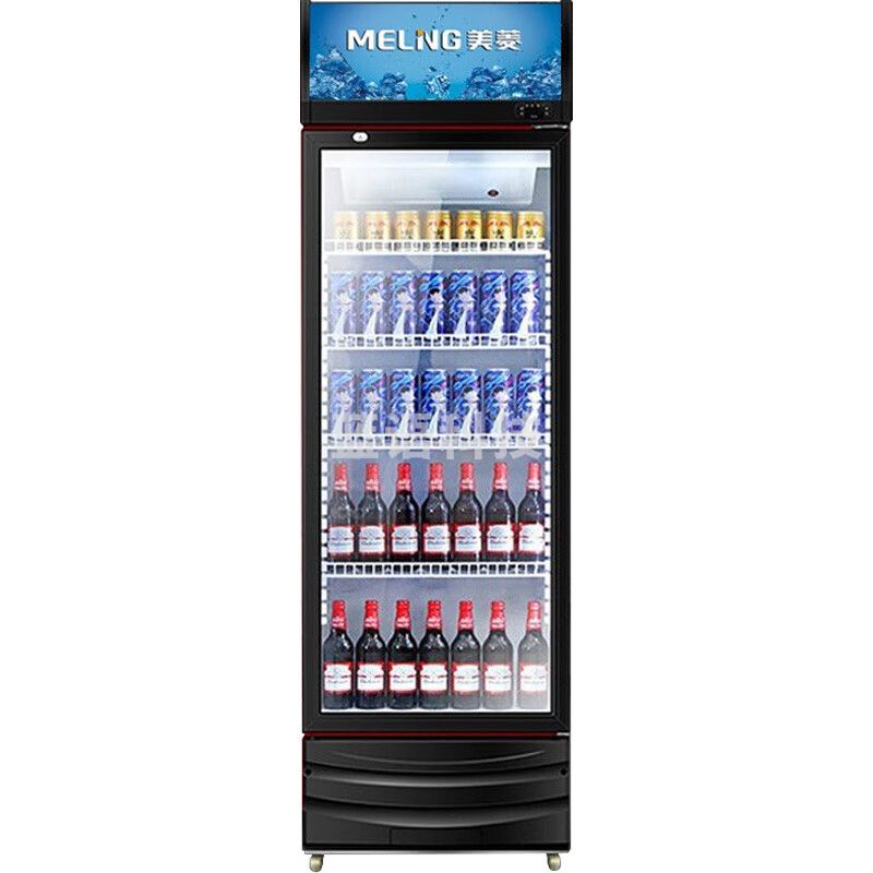 美菱（MeLng）240升商用冷藏展示柜立式冰柜饮料柜啤酒柜保鲜冰箱 超市便利店陈列柜多档控温 SC-249FL黑红款