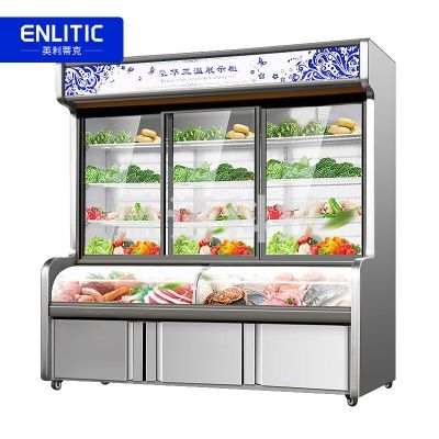 英利蒂克 Enlitic YL-12SS 冷藏展示柜 商用点菜柜冒菜串串烧烤啤酒饮料保鲜冷冻点菜冰柜 三温款