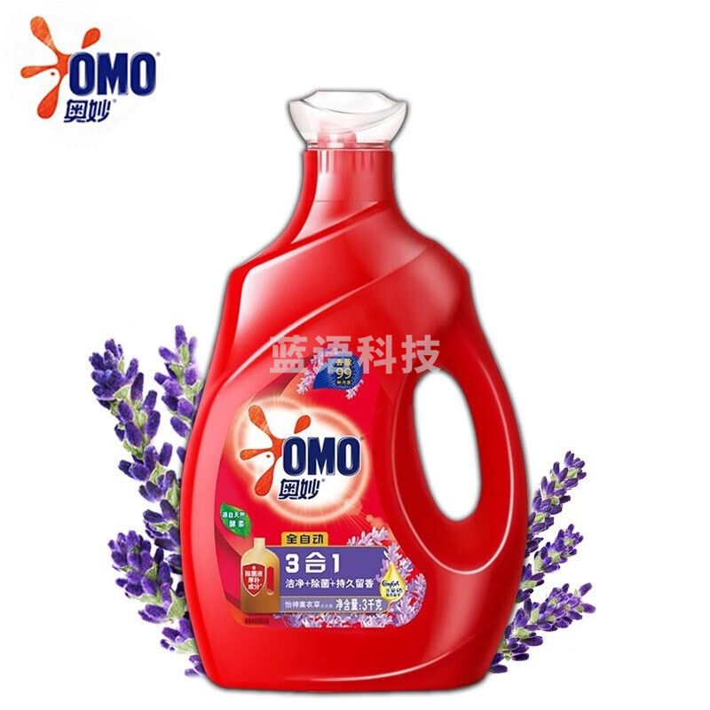 奥妙（OMO）3合1洗衣液薰衣草3kg*4瓶整箱装 含金纺洗衣液 去渍洗衣液