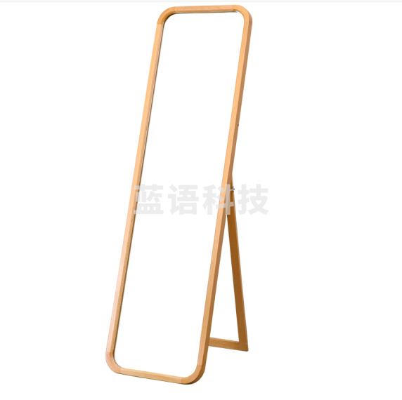 镜子 落地式实木贴墙穿衣镜  全身镜 原木色  154*37.5cm