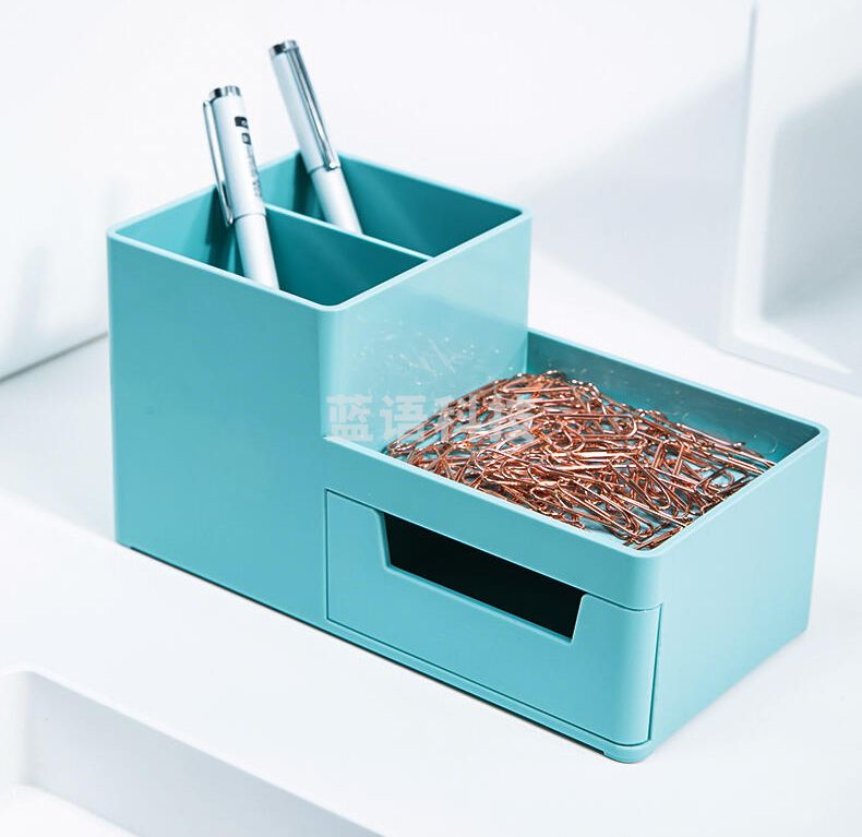 得力8907收纳盒笔筒(浅蓝)