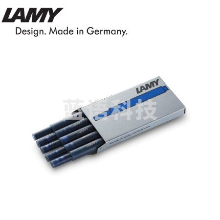 凌美(LAMY)墨水芯 非碳素一次性墨囊 钢笔用便携式墨胆 蓝黑色T10 5支装