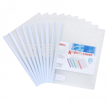 得力（deli）5538 A4透明抽杆资料夹 拉杆夹防水 白色