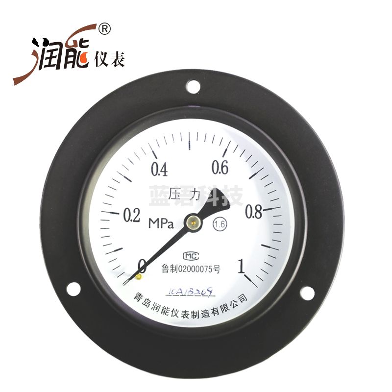 润能轴向压力表气压表水压表Y100ZT普通表盘100储气罐使用测量工具 0-1.6MPa
