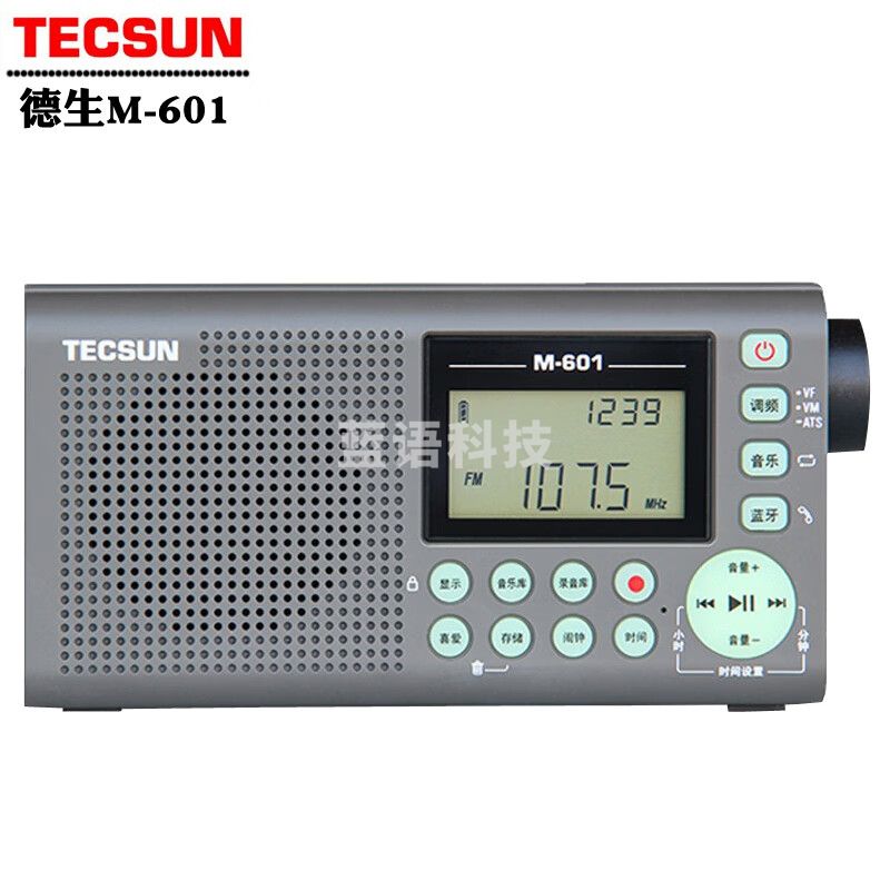 德生（Tecsun） M-601 调频收音机录音机音箱音乐播放器可插卡充电老人专用便携式多功能老年人简单款音响 灰色
