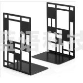 得印(befon)6.5英寸(高16.5cm)书立创意 镂空方格金属铁书立架子 书架夹书靠铁书架书夹书挡 2片/付 黑色3975