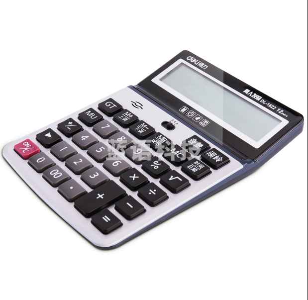 得力1622语音计算器(银)(台)财务会计 12位大屏显示 银行人员商用适用语音播报 .