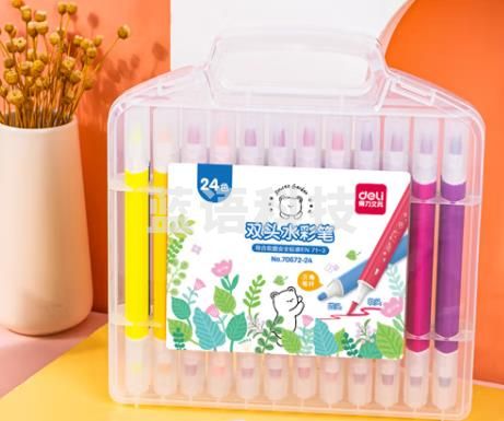 得力 deli 70672-24色双头水彩笔(混)(盒)