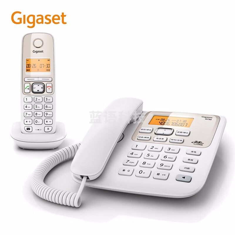 Gigaset原西门子 无绳电话机 子母机 电话 无线座机 家用办公固话 中文来电显示 免提大音量 A730一拖一白