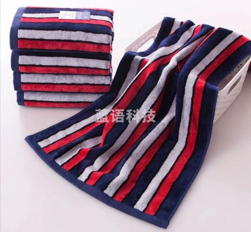 金号5124 纯棉男女士洗脸毛巾 简约条纹时尚全棉面巾 10 条起售，颜色随机 单条价