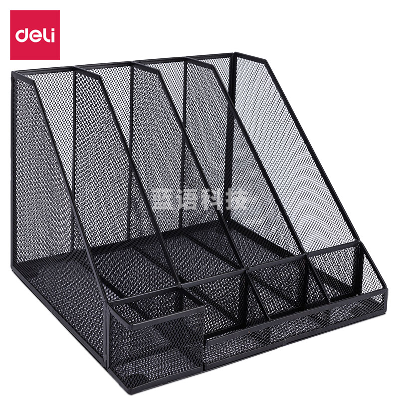 得力78988四联金属网状文件框带笔筒(黑) (个)