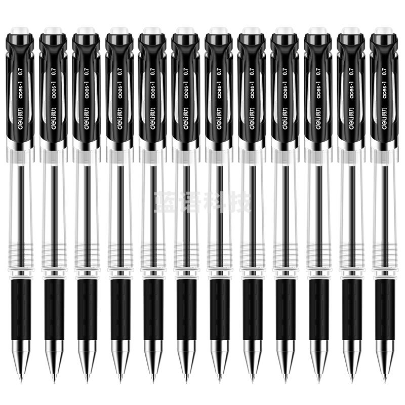 得力(deli)S20黑色0.7mm中性笔12支装
