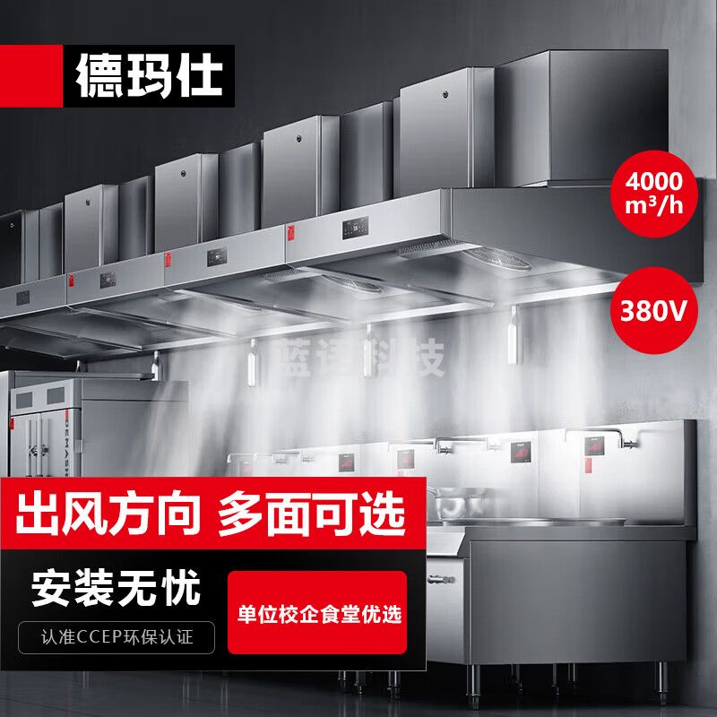 德玛仕（DEMASHI）油烟 净化一体机商用 大功率顶吸式1.5米抽油烟机净烟机油烟净化器MC-JND-J1500（380V）
