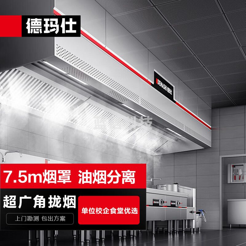 德玛仕（DEMASHI）商用 油烟机净化一体机弥散式烟罩大吸力低空排放单位食堂不锈钢油网DMS-YZ7500