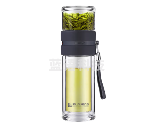 富光G1609-SH-240JD 双层玻璃杯 高硼硅玻璃泡茶杯子 茶水分离杯 男女士办公水杯240ml 灰色