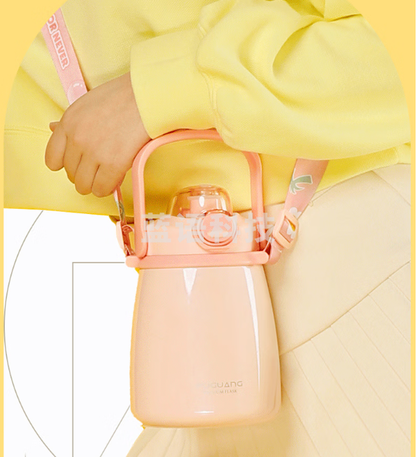 富光FGZ2149-1000 大肚保温杯316L不锈钢大容量吸管水杯壶便携女大学生网红双饮杯子 粉色