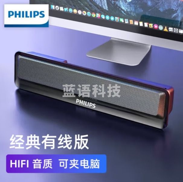 飞利浦（PHILIPS）SPA2100 便携迷你音箱音响 黑色有线