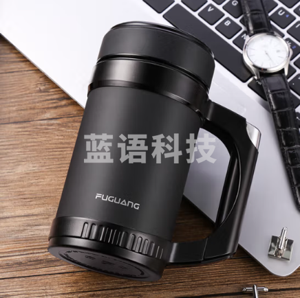富光WFZ1060-500B 办公保温杯商务水杯子带把手带滤网茶杯304不锈钢水杯壶黑色500ml