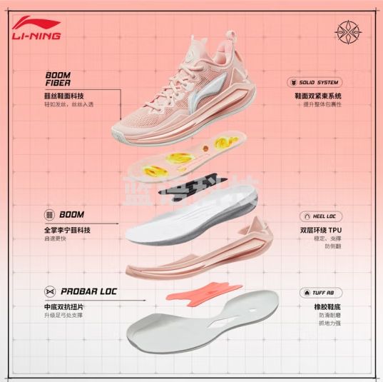 李宁利刃3 V2丨篮球鞋男新款BENG丝减震防滑耐磨专业实战鞋ABAT057 【存钱罐】橘粉色-14 43