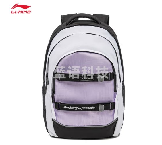 李宁双肩包男女大童24夏新款运动生活反光书包运动背包YBSU010 紫色-2 F