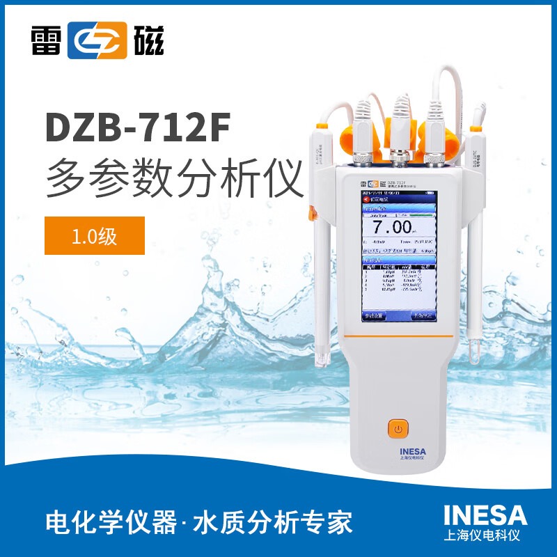 上海仪电雷磁DZB-712F便携式多参数分析仪pH 电导率溶解氧温度TDS盐度检测仪触摸屏 DZB-712F(含pH 电导率 溶解氧探头)
