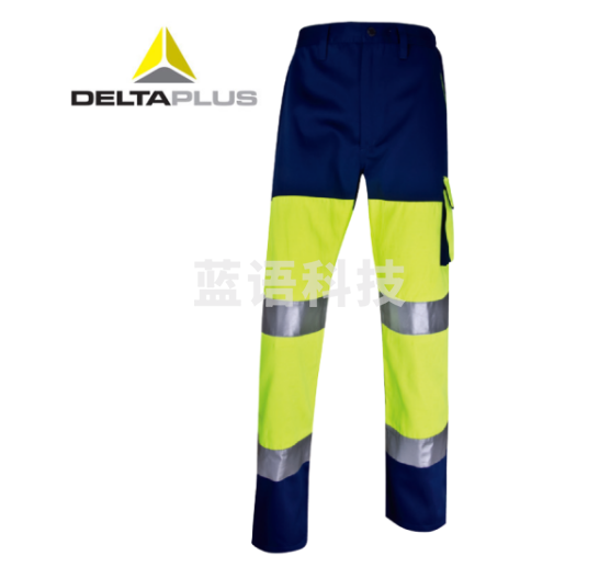 代尔塔 404013 荧光高可视裤子黄色+藏青色XL码1件装 尺码标注