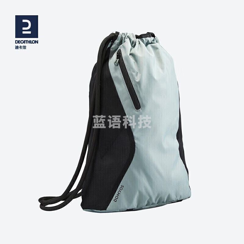 迪卡侬 健身束口袋女抽绳双肩背包男运动防水篮球跑步收纳包FICA薄荷绿15L-4018531