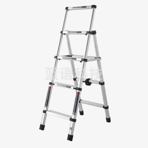 稳纳 伸缩梯家用折叠多功能人字梯铝合金升降登高楼梯四步工程梯子6204Y