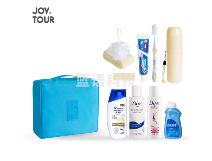 佳途（JOYTOUR） 旅行套装 洗漱套装出差洗发沐浴旅游用品毛巾牙刷杯酒店收纳包 B13天蓝洗漱套装11件套