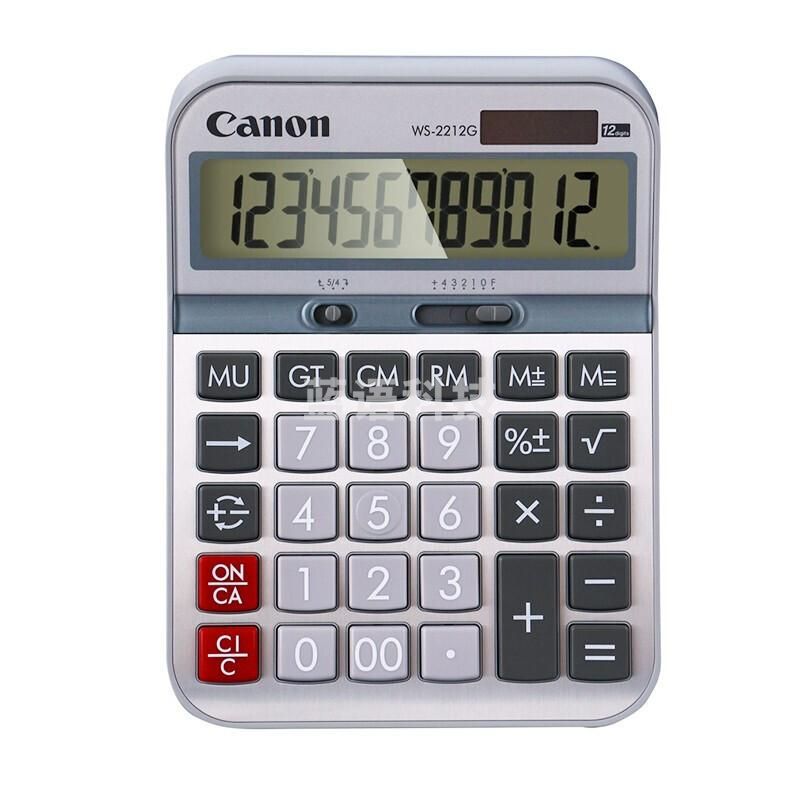 佳能Canon WS-2212G 金属面板计算器办公通用12位大屏幕计算器桌面大号简约计算机器