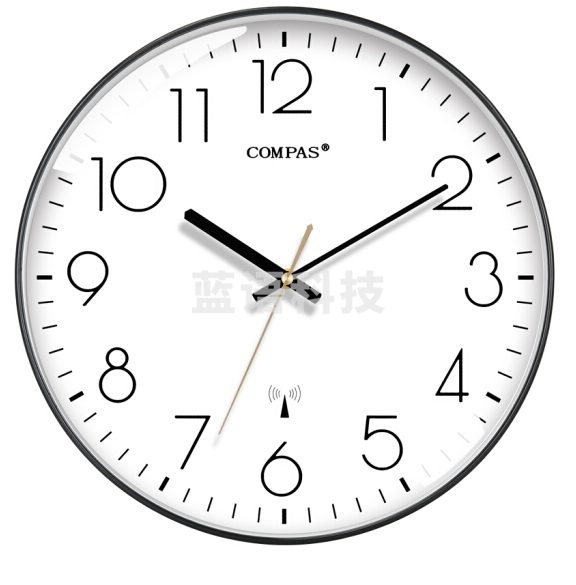 康巴丝 C6219B 挂钟 自动对时电波钟 钢琴黑 35*35cm