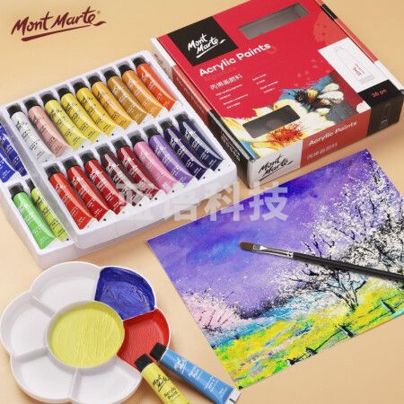 蒙玛特(Mont Marte)丙烯颜料36色12ml 美术丙烯画颜料儿童diy画画色彩套装 涂鸦手绘墙绘防水颜料PMHS0050