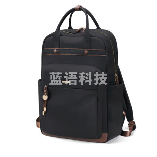 高尔夫（GOLF）双肩包女15.6英寸笔记本电脑包商务出差旅行背包大学生书包优雅黑