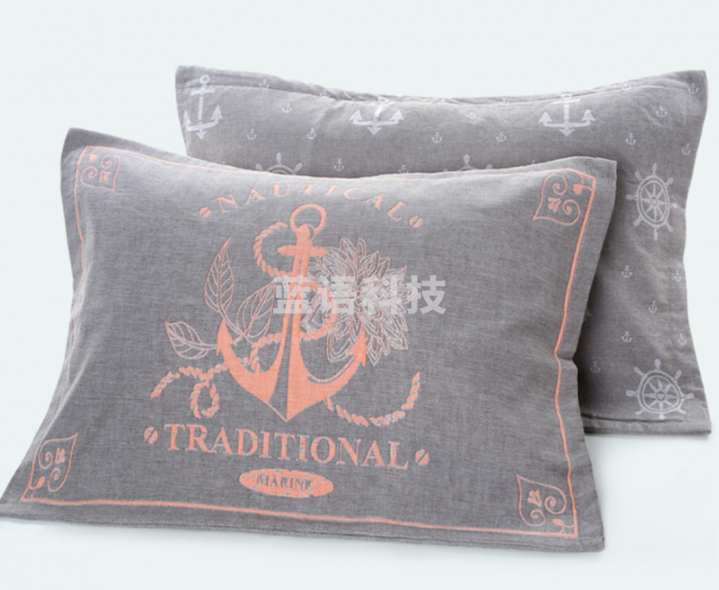 沐凡 三层纱布枕套 船锚款灰色52*75cm（对）