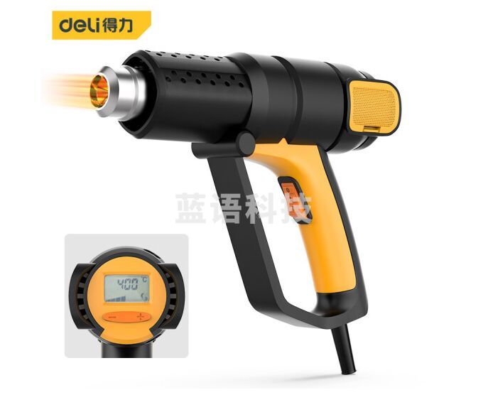 得力(deli) DL391200数显可调温热风枪工业电热吹风机热风筒电烤枪汽车贴膜烤枪收缩膜烘枪2000W 自动冷却 DL391200