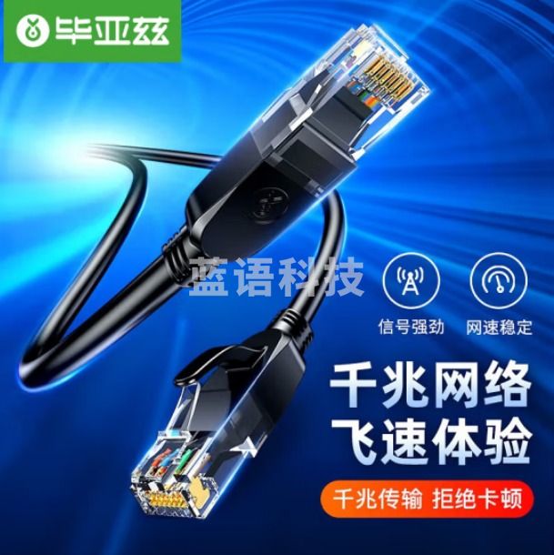 毕亚兹 六类CAT6类网线 20米 千兆网络连接线 非屏蔽8芯双绞成品跳线双接头带头WX8