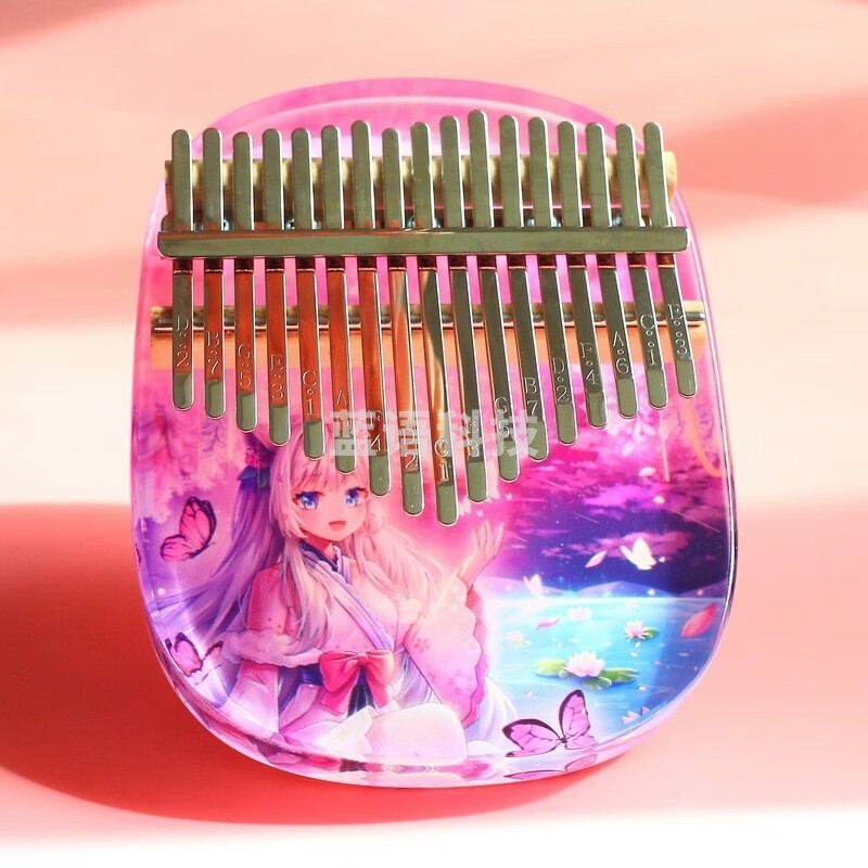 海之韵7音/21音水晶彩色卡林巴透明kalimba卡通拇指琴小众乐器 17音水晶椭圆-女孩