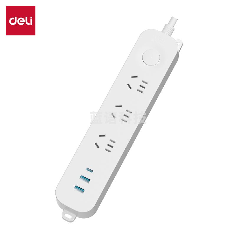 得力LX3032(1.8)插座_3组2A1C_1.8米(白)(个) M&C31497