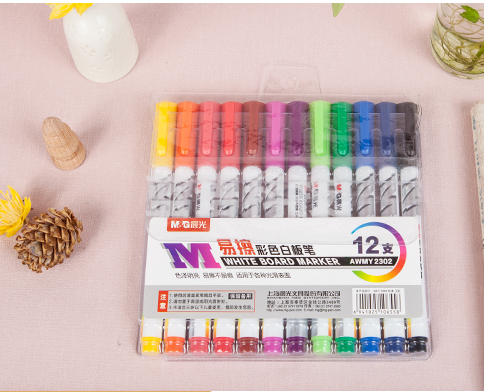 晨光AWMY2302便携易擦彩色白板笔（12色）
