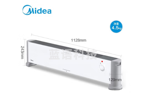 美的（Midea） 石墨烯踢脚线取暖器 家用电暖器 浴室IP24级防水电暖气片移动地暖客厅卧室 经典旋钮款HDV22U 石墨烯速热