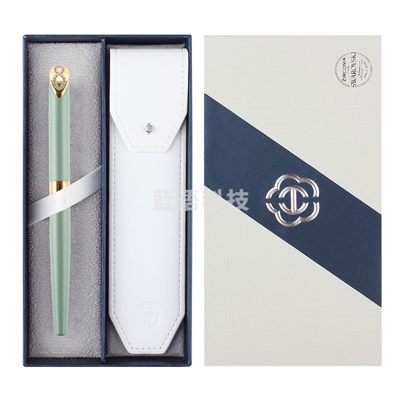 英雄（HERO） 钢笔时尚8字钻石铱金钢笔文具套装 墨水笔HS205 绿色