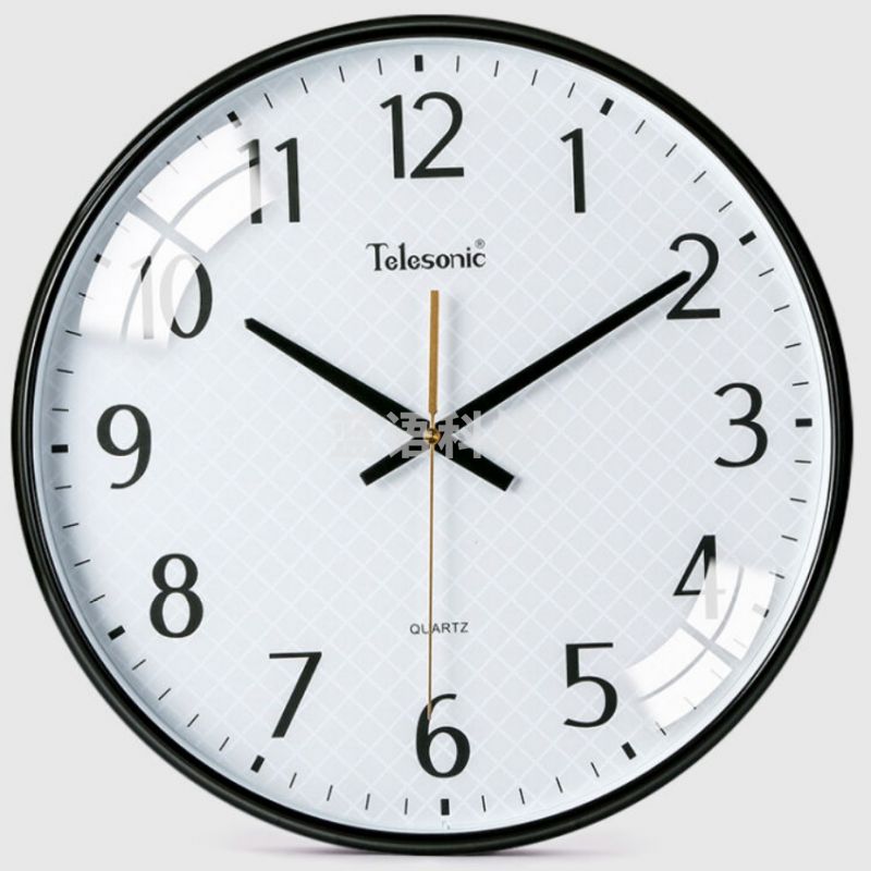 天王星Q3644-3 挂钟 石英钟 办公钟表 简约 黑色