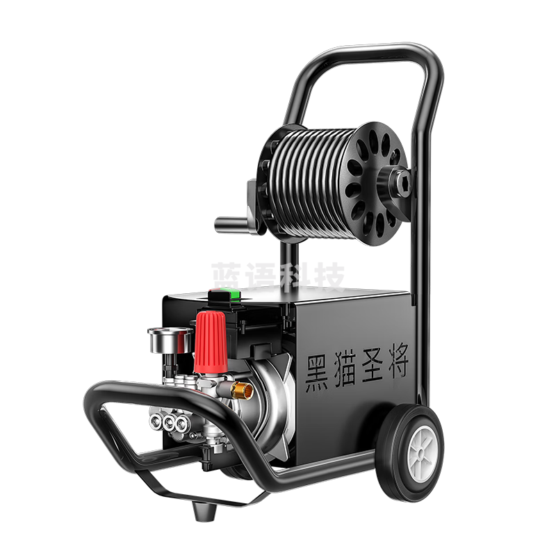 黑猫圣将高压清洗机 大功率去污水泵 220v全自动清洗机移动式可调压清洗去污工具 M4卷轴推荐款 15米防爆管+铜接+壶